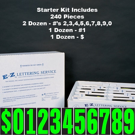 Ez Line 5 1/2" Chartreuse Windshield Numbers Kit (20 Doz) Pk 125